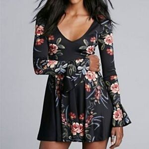 Free people mini flare dress flower print